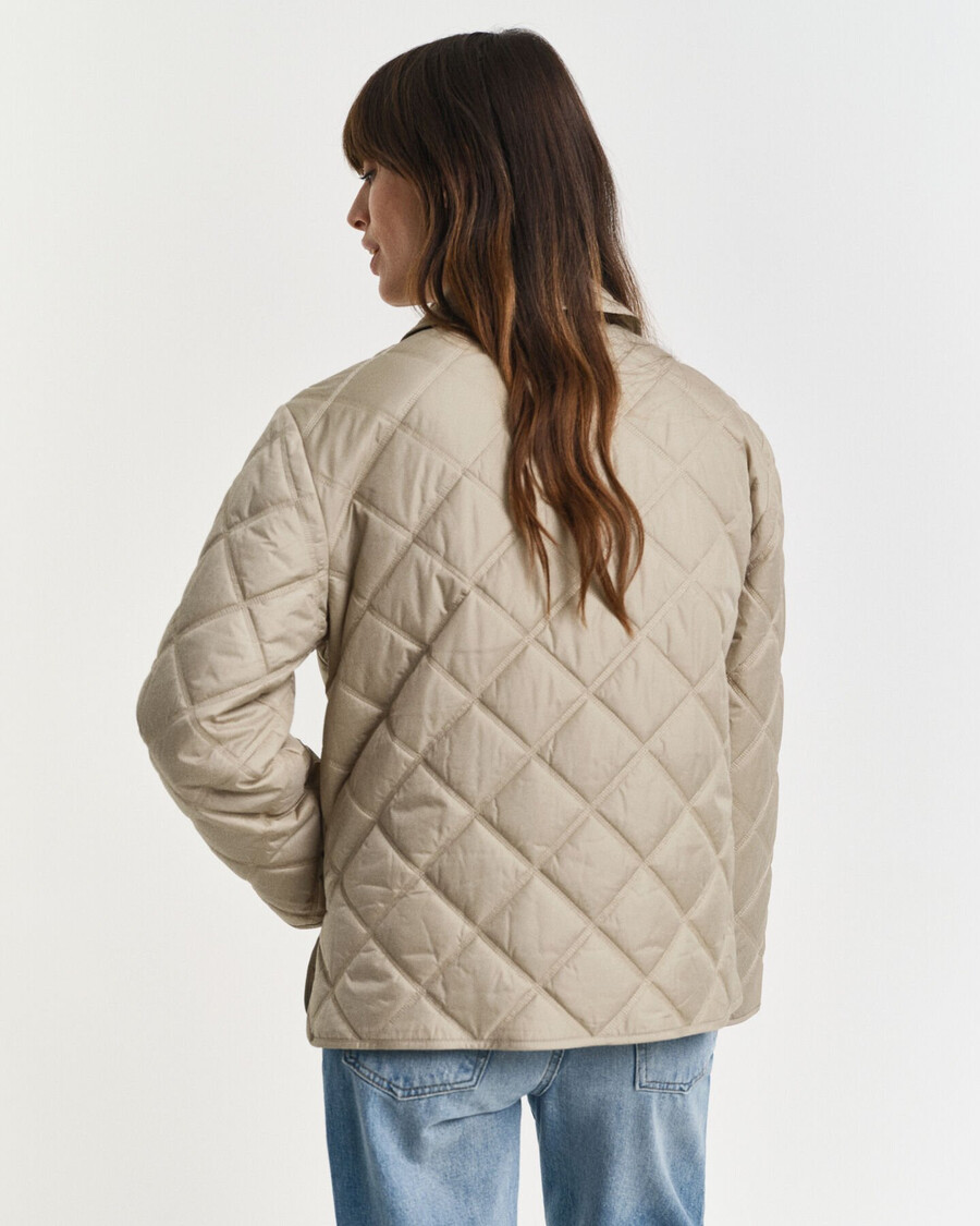 collared quilted jacket - concrete beige