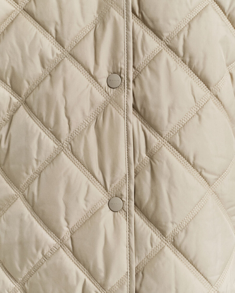 collared quilted jacket - concrete beige
