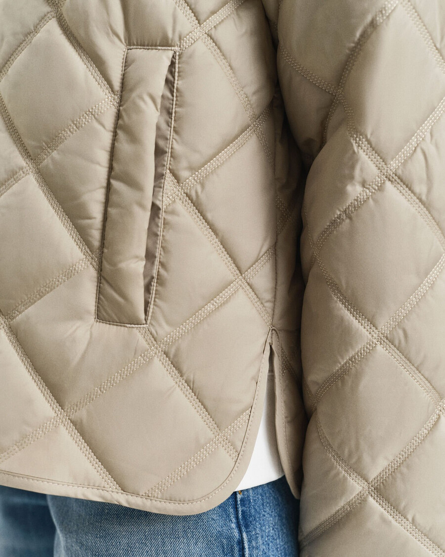 collared quilted jacket - concrete beige