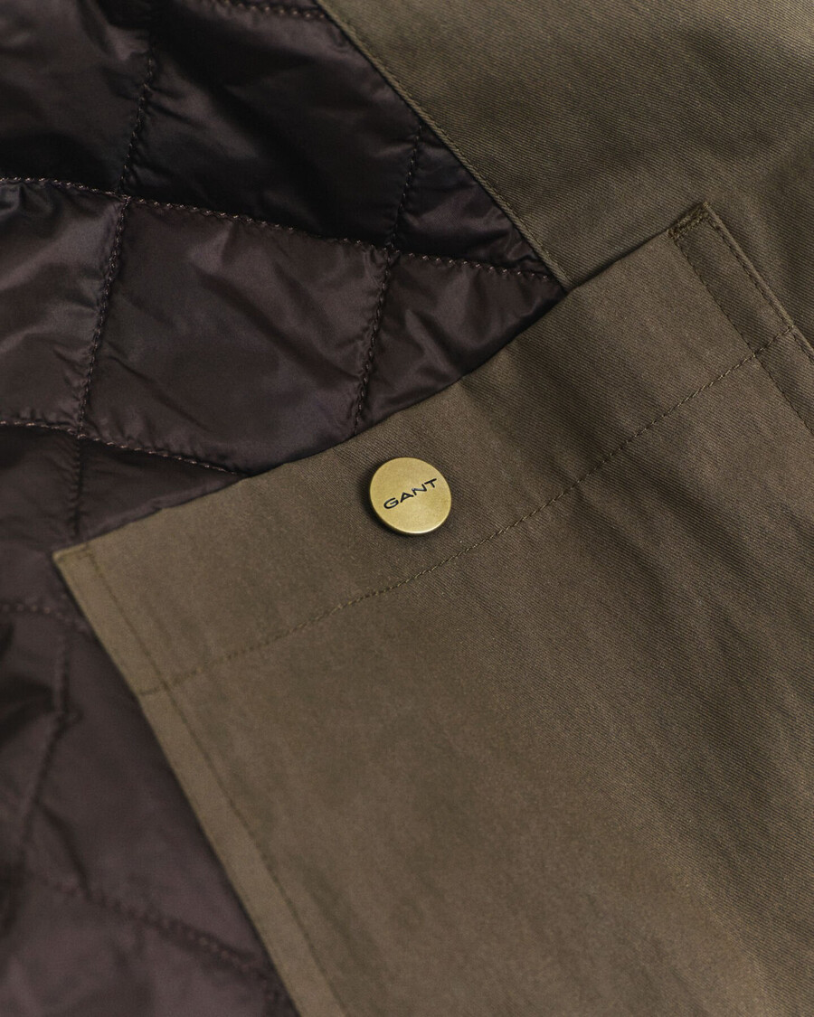waxed cotton barn jacket - dark moss green