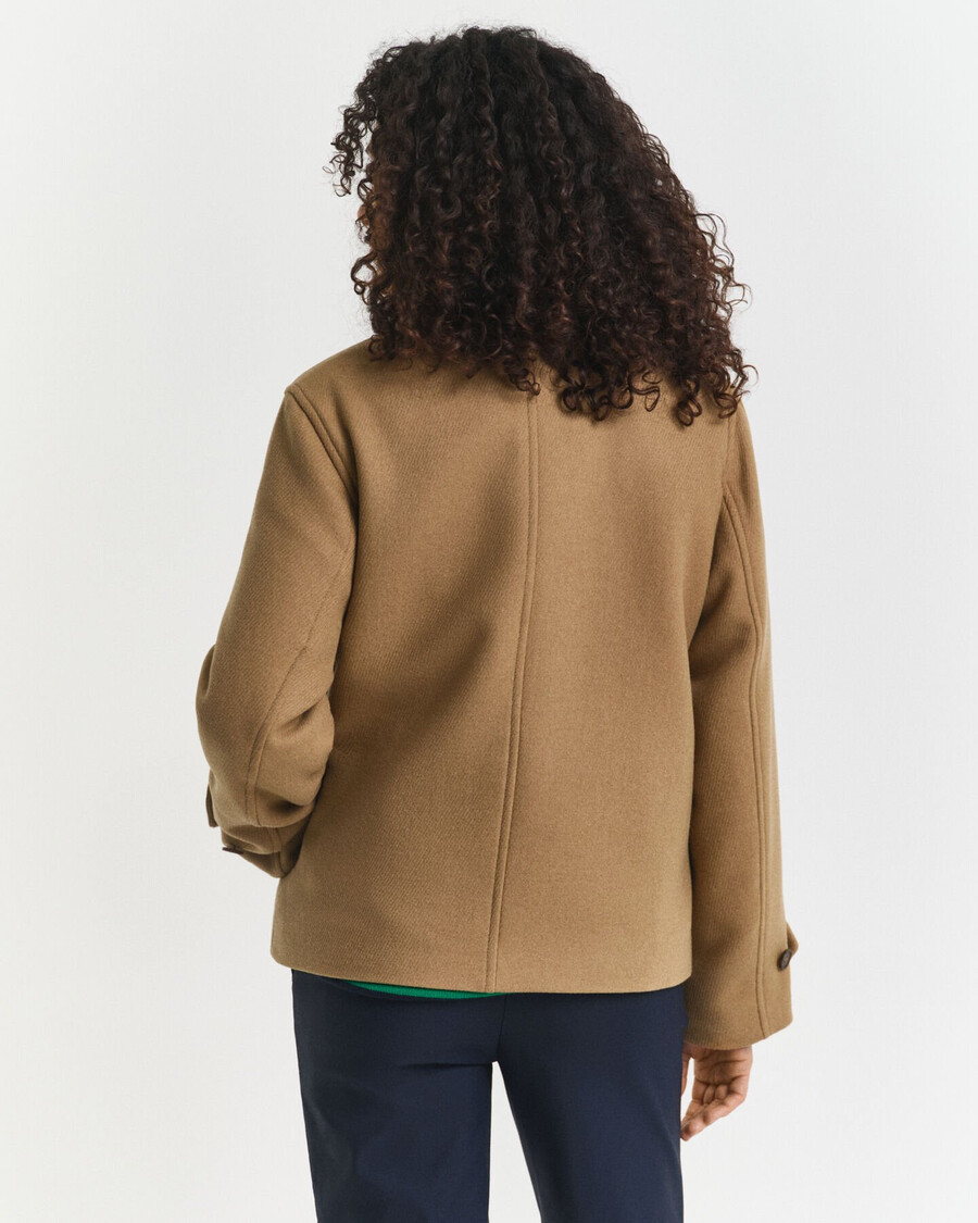 wool blend short car coat - warm khaki