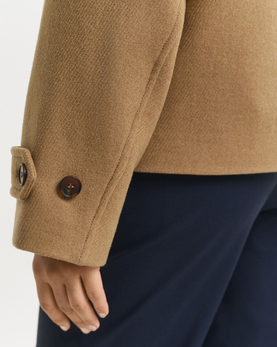 wool blend short car coat - warm khaki