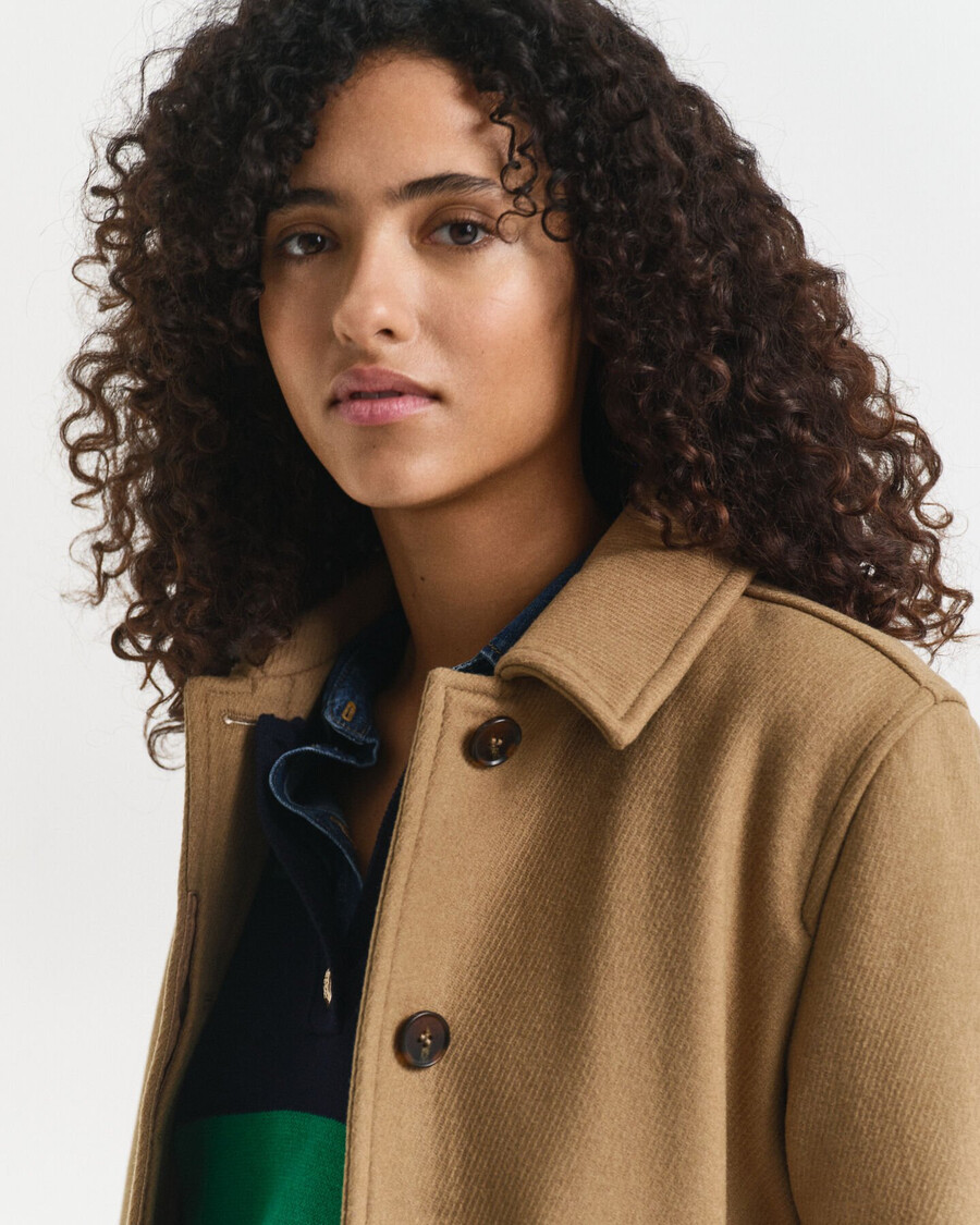 wool blend short car coat - warm khaki