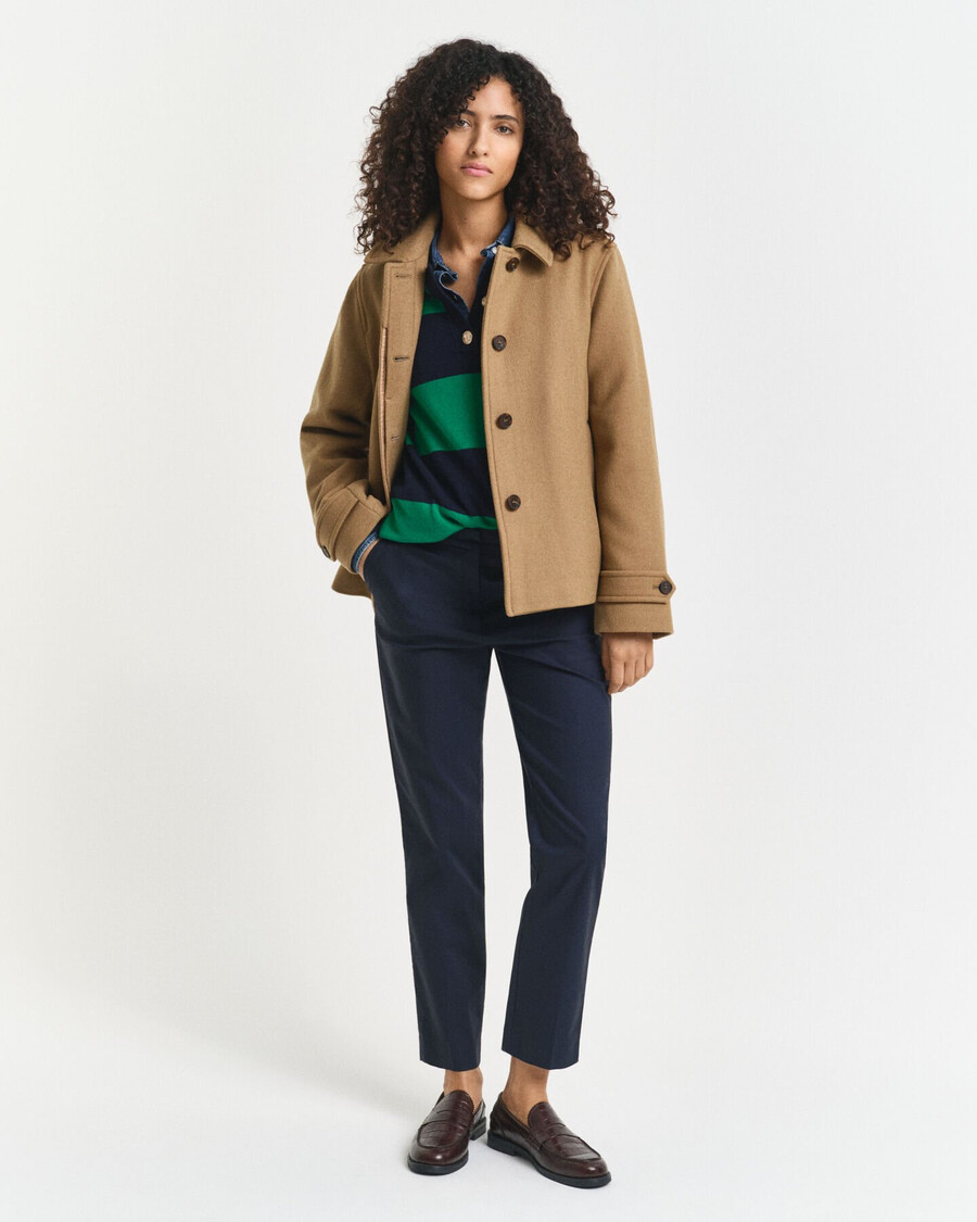 wool blend short car coat - warm khaki