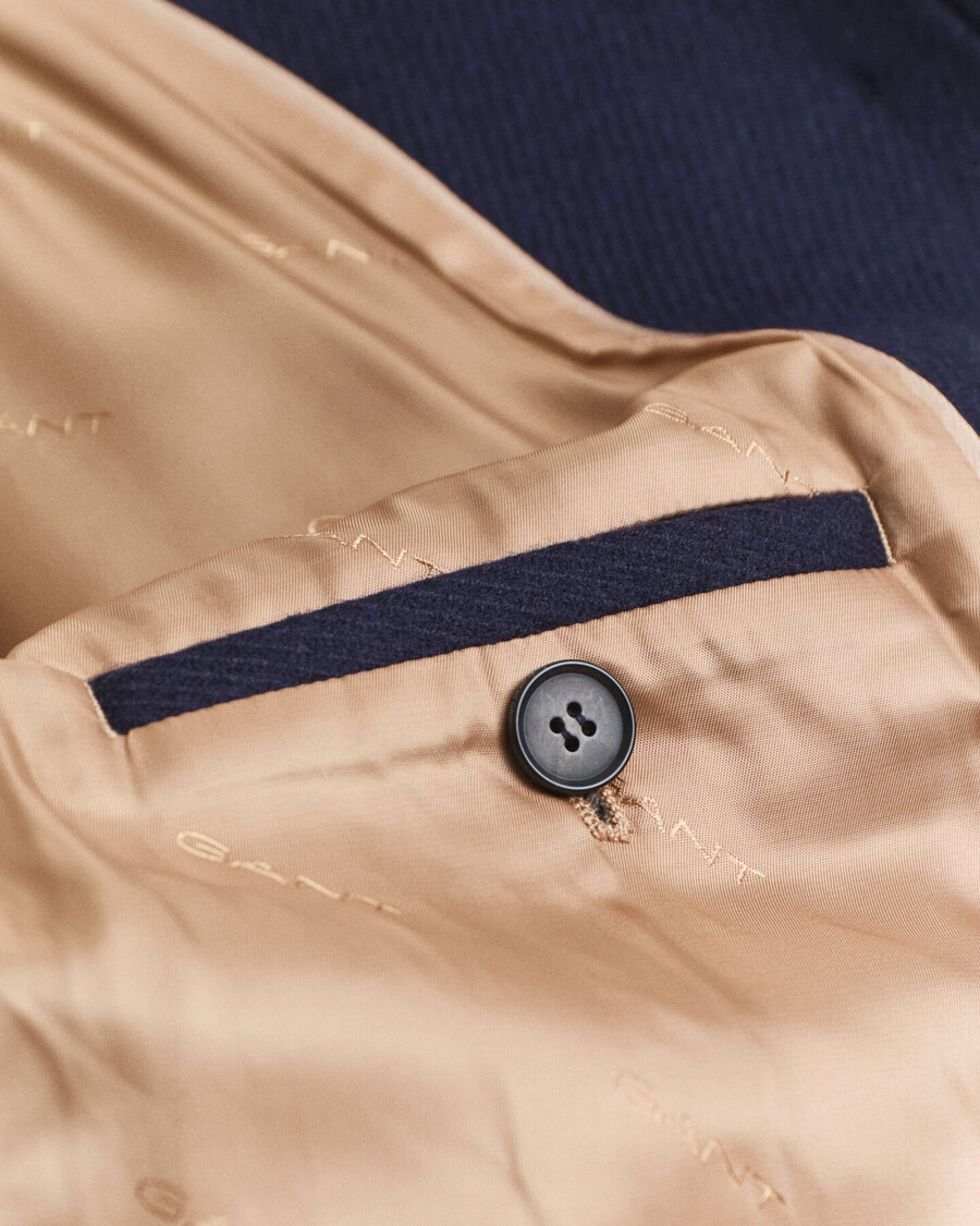 wool blend short car coat - evening blue