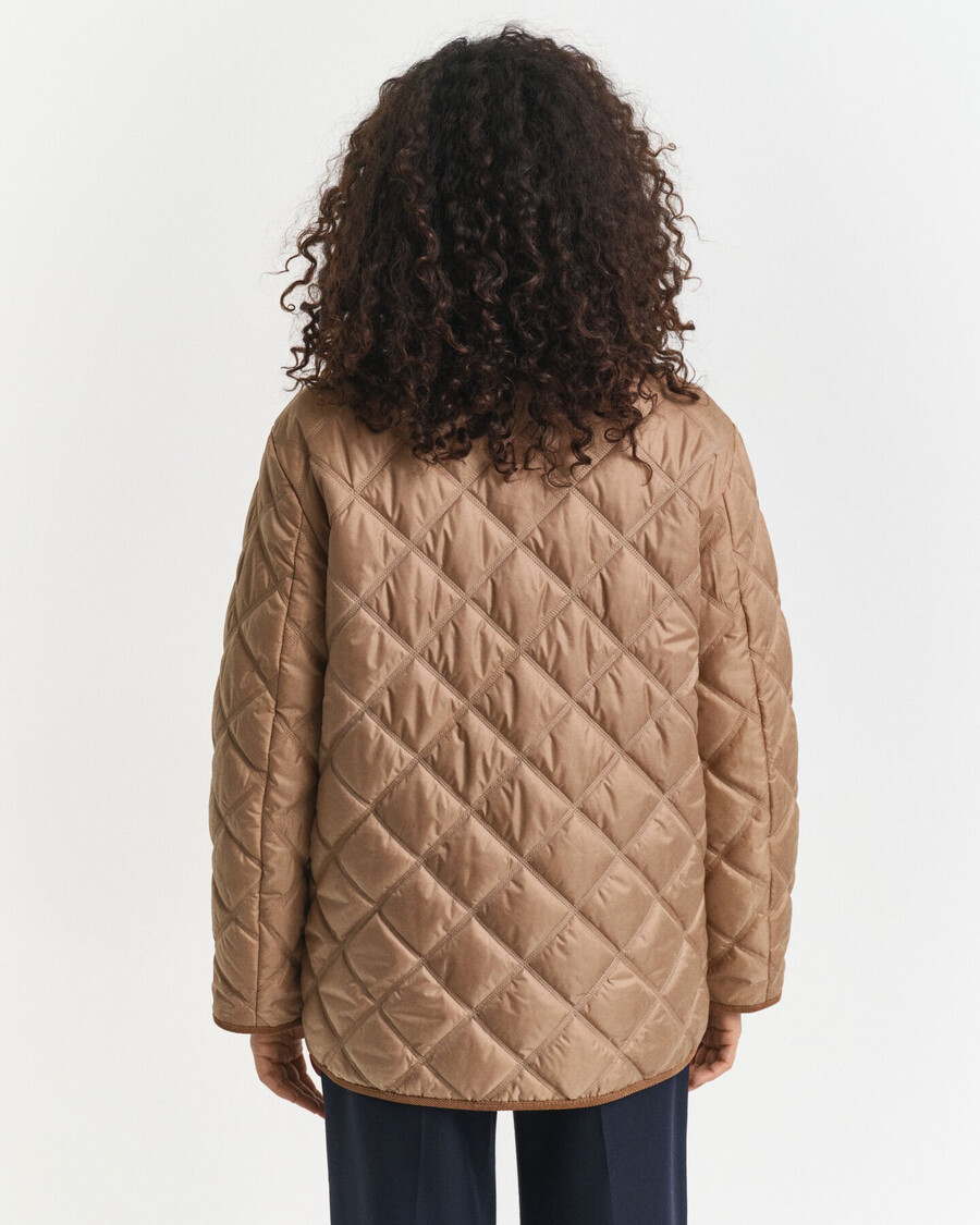 quilted corduroy trim jacket - warm khaki