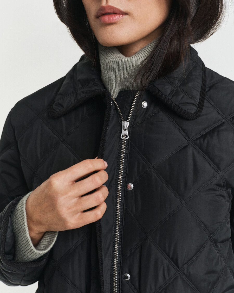 quilted corduroy trim jacket - black
