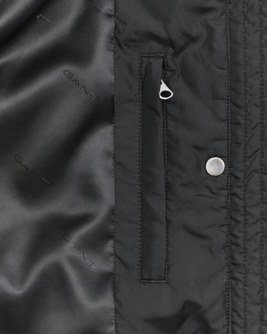 quilted corduroy trim jacket - black