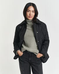 quilted corduroy trim jacket - black