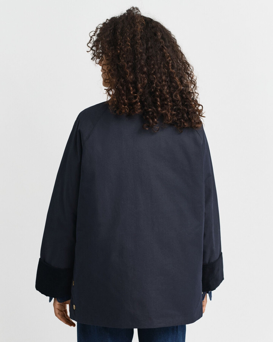 waxed cotton double decker jacket - evening blue