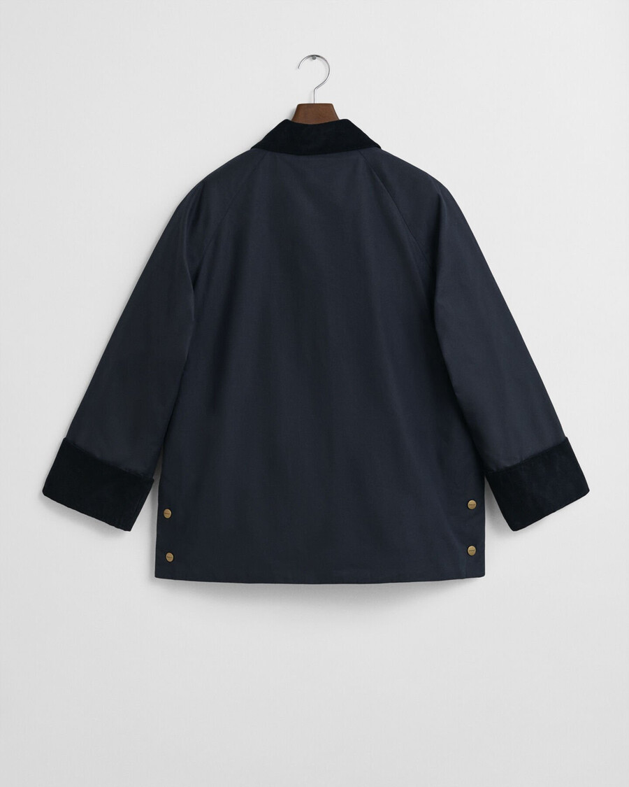 waxed cotton double decker jacket - evening blue