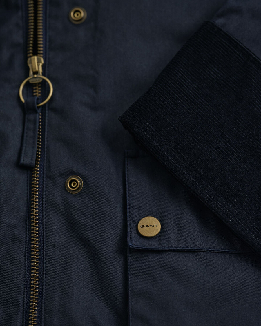 waxed cotton double decker jacket - evening blue