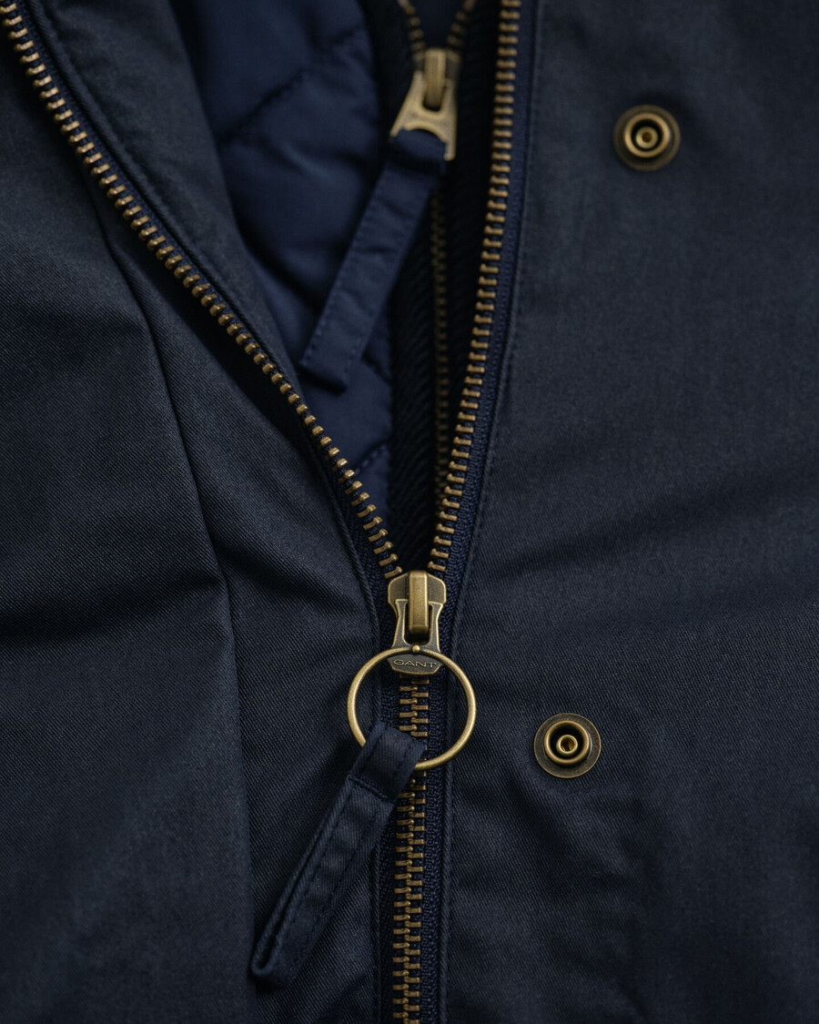 waxed cotton double decker jacket - evening blue