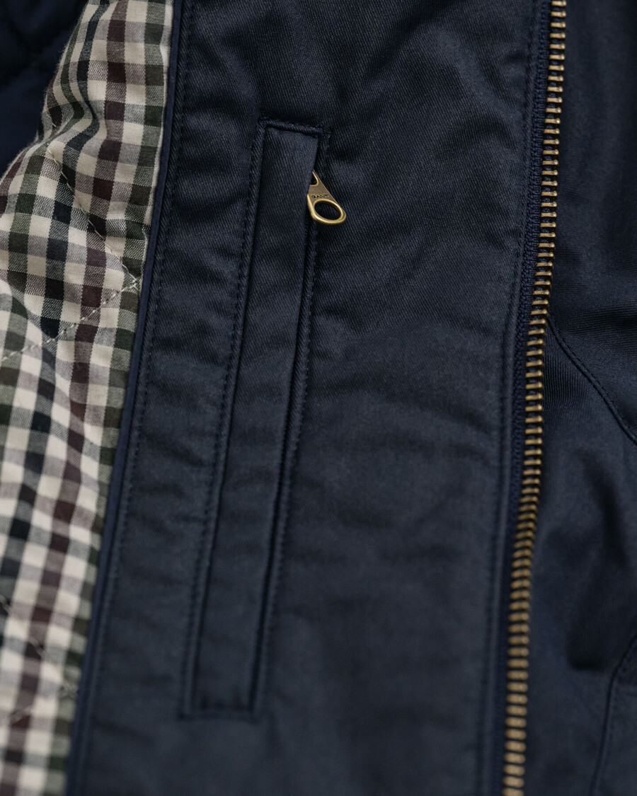 waxed cotton double decker jacket - evening blue