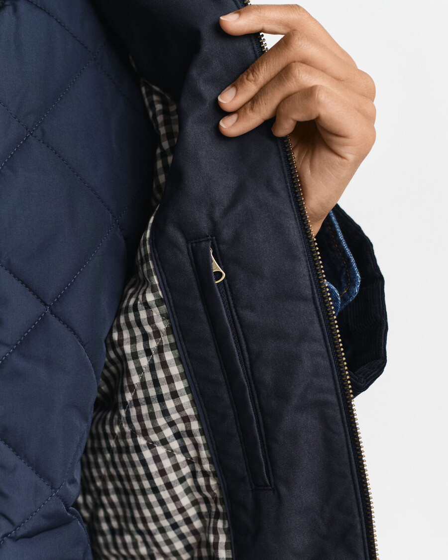waxed cotton double decker jacket - evening blue