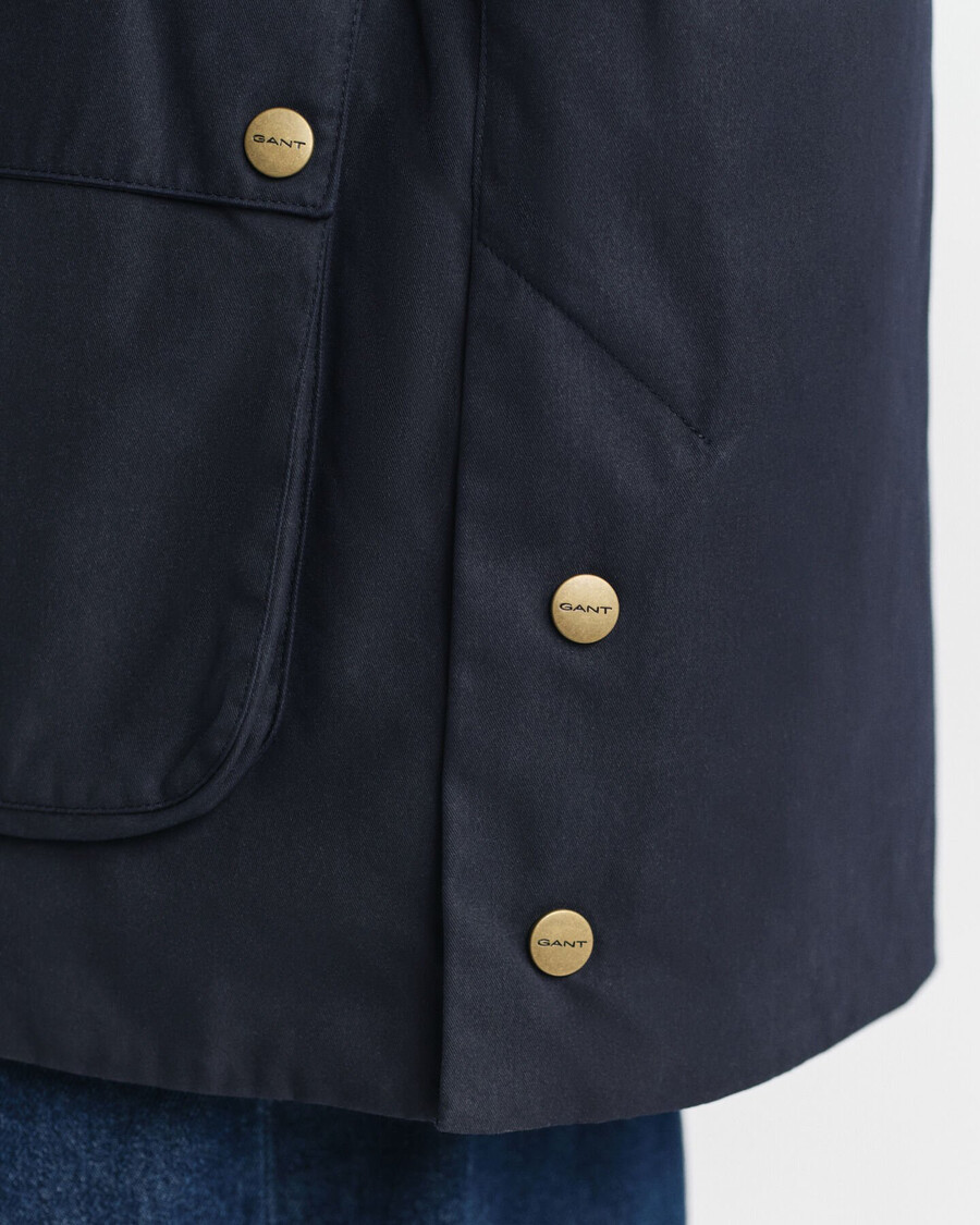 waxed cotton double decker jacket - evening blue