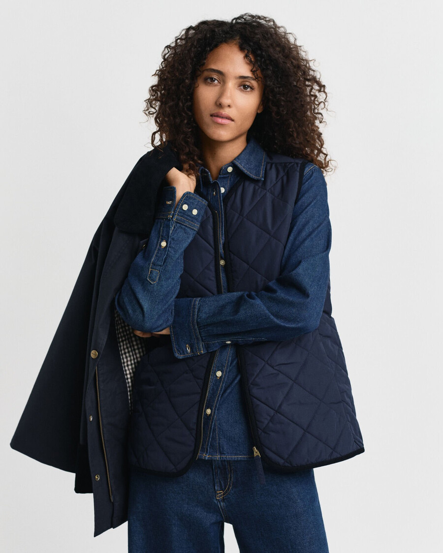waxed cotton double decker jacket - evening blue