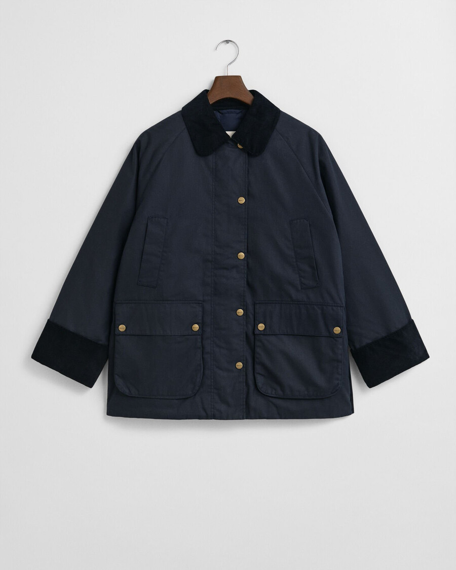 waxed cotton double decker jacket - evening blue