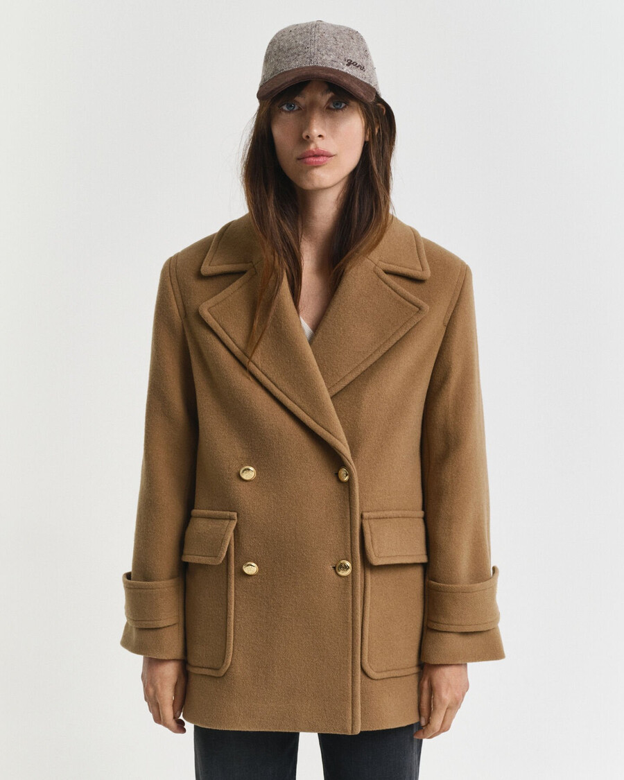 wool midlength peacoat - roasted walnut
