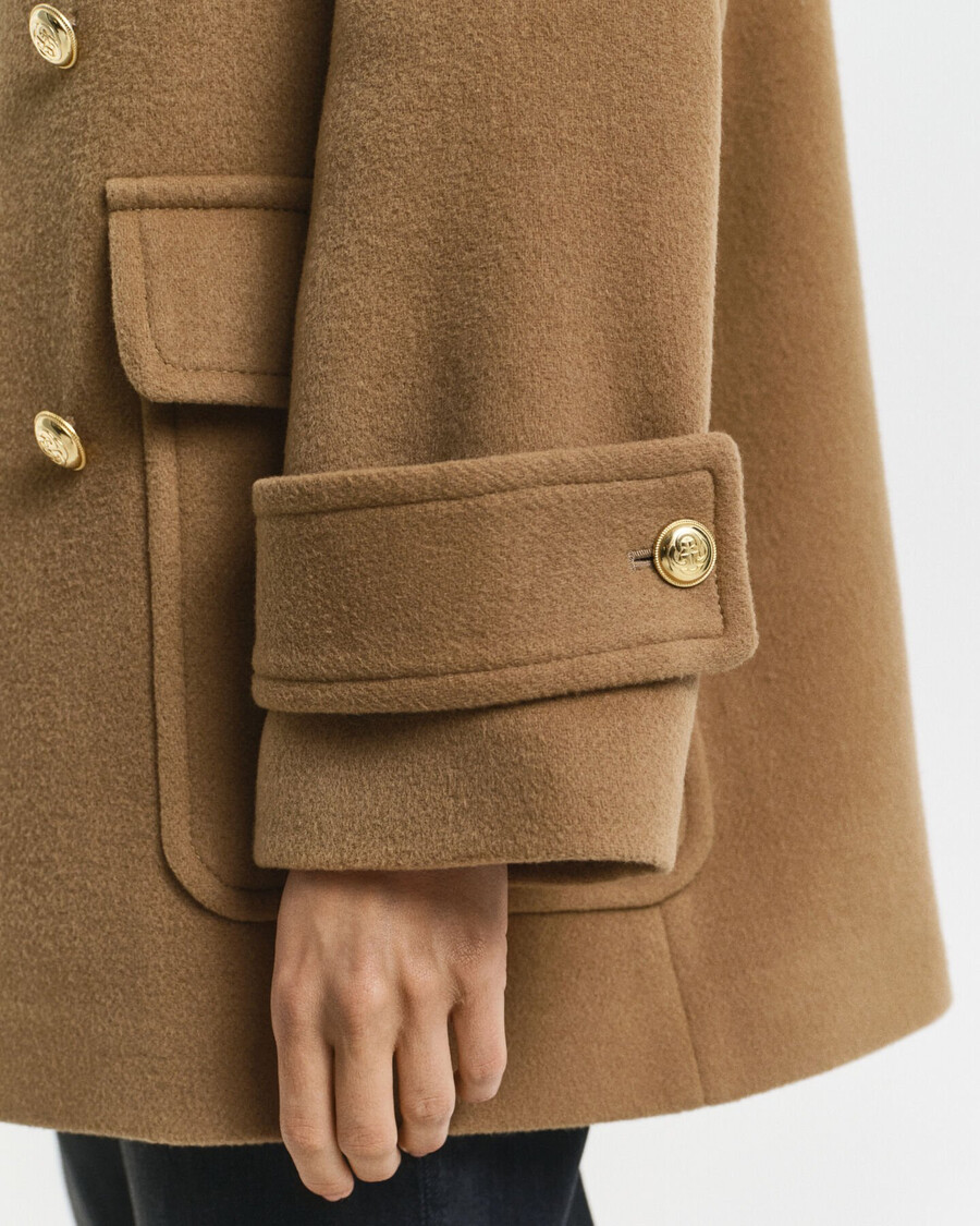 wool midlength peacoat - roasted walnut