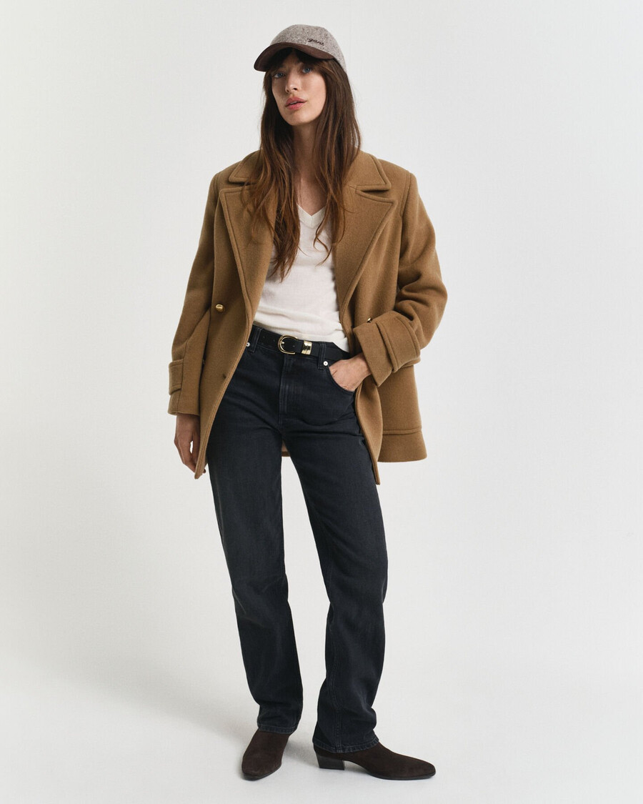wool midlength peacoat - roasted walnut