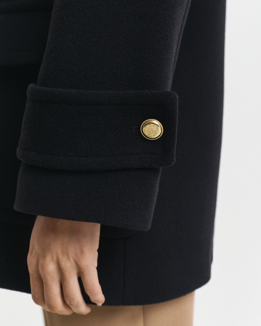 wool midlength peacoat - black
