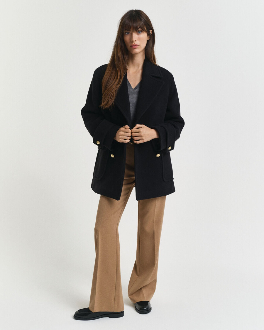 wool midlength peacoat - black