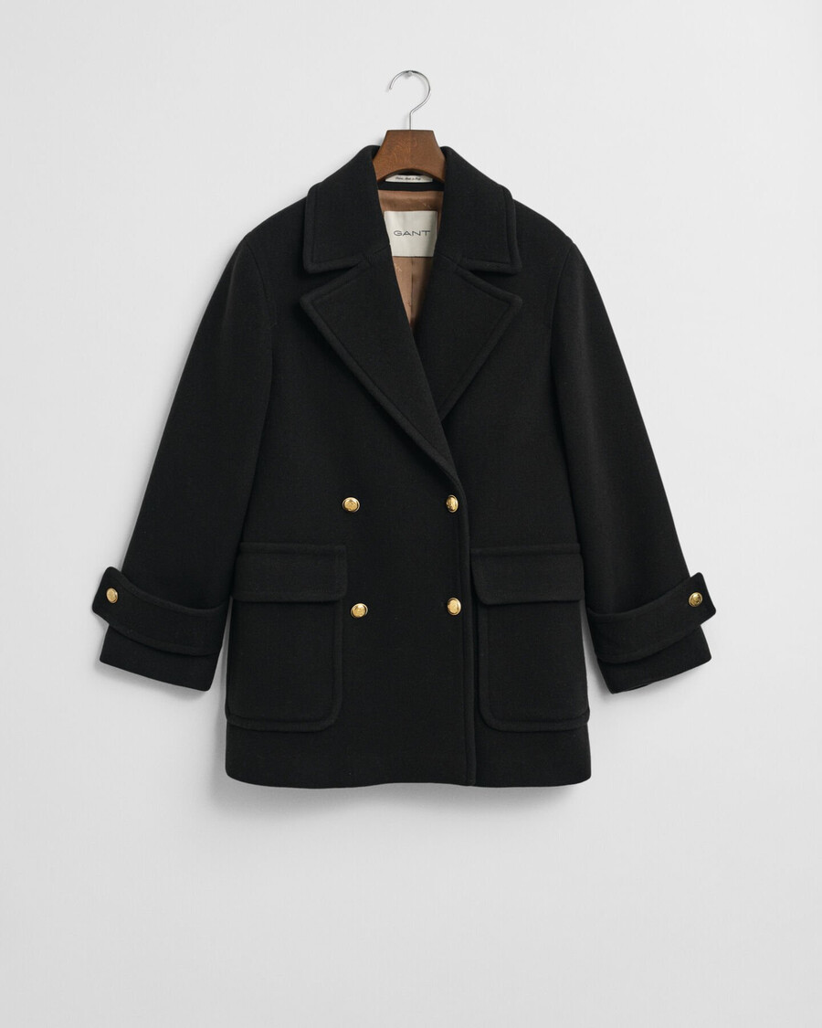 wool midlength peacoat - black