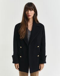 wool midlength peacoat - black