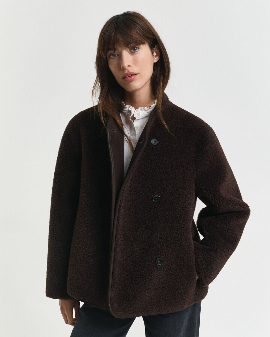 faux shearling jacket - deep brown