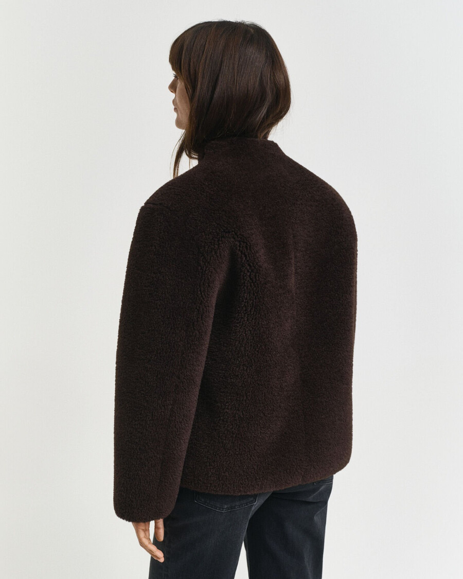 faux shearling jacket - deep brown