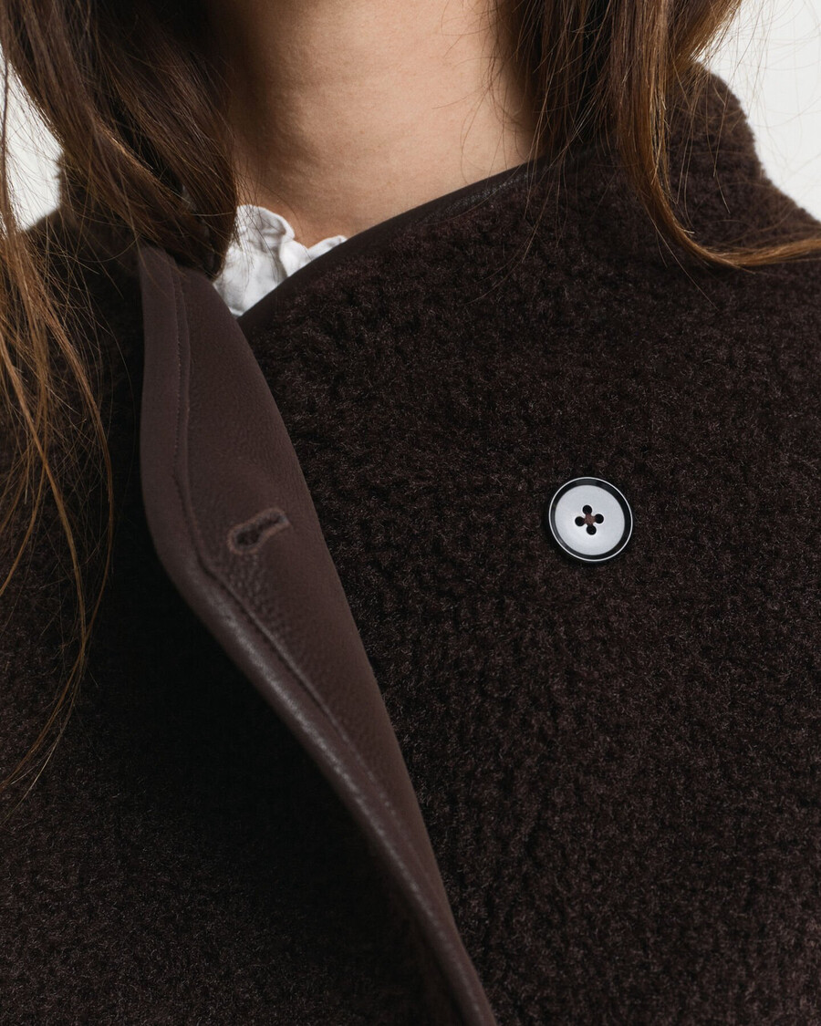 faux shearling jacket - deep brown