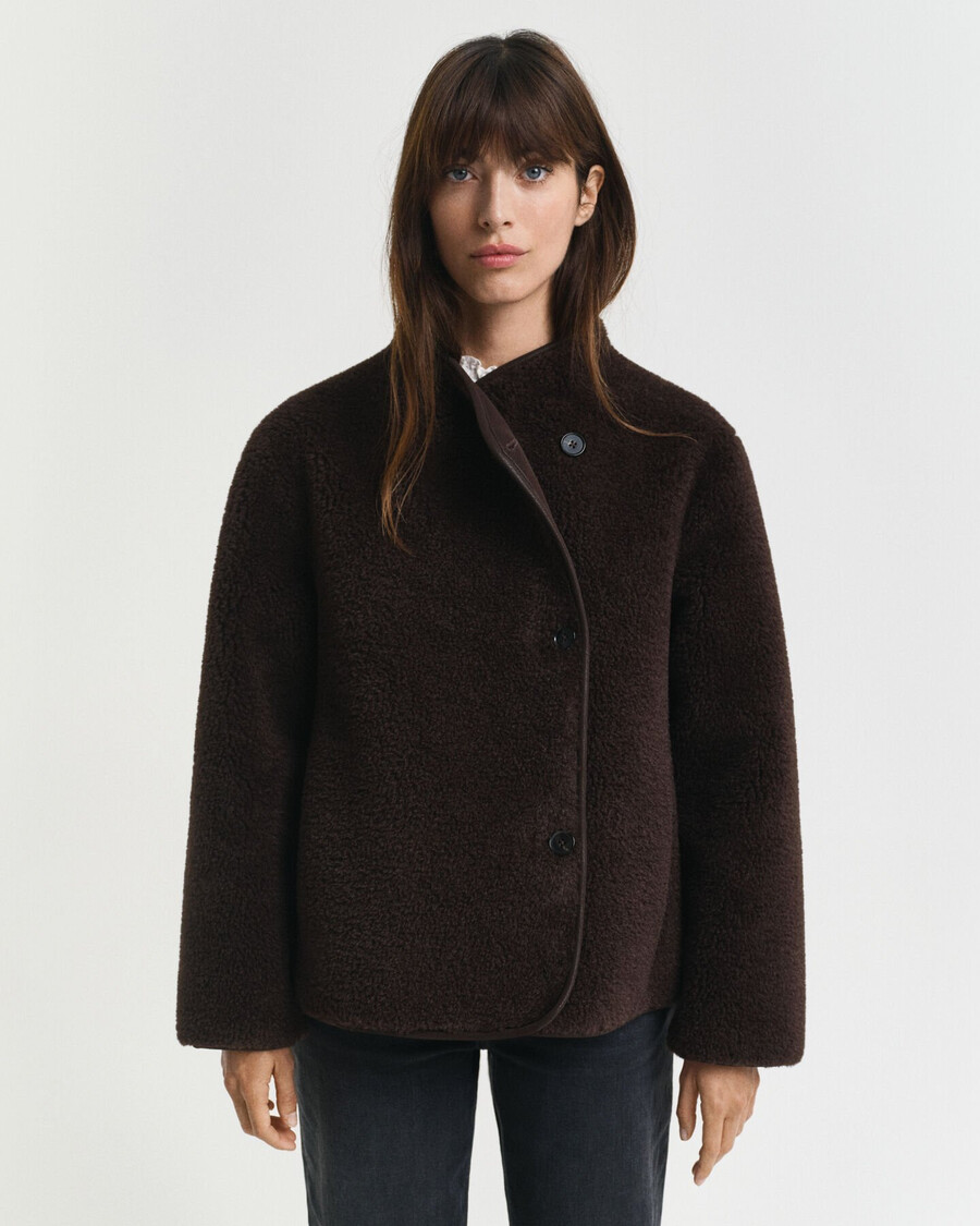 faux shearling jacket - deep brown