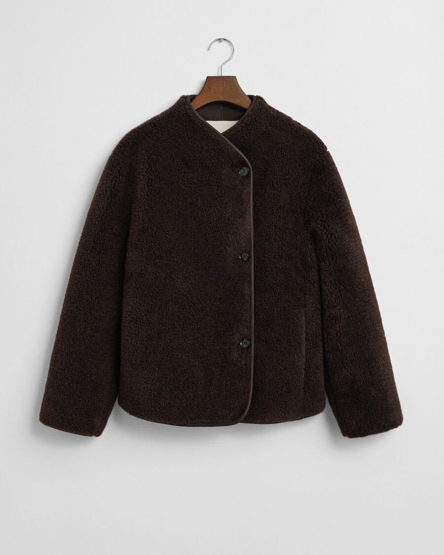faux shearling jacket - deep brown