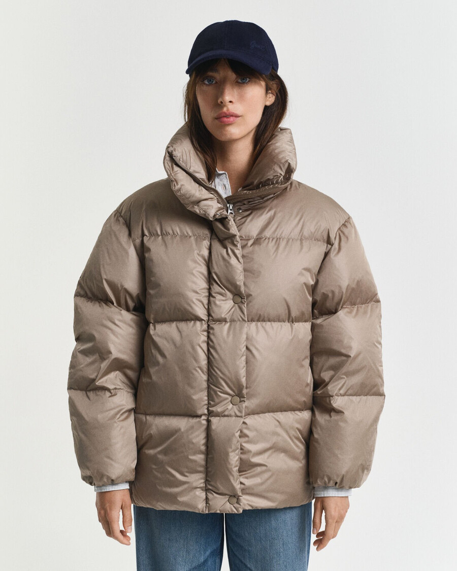 relaxed fit down jacket - taupe beige