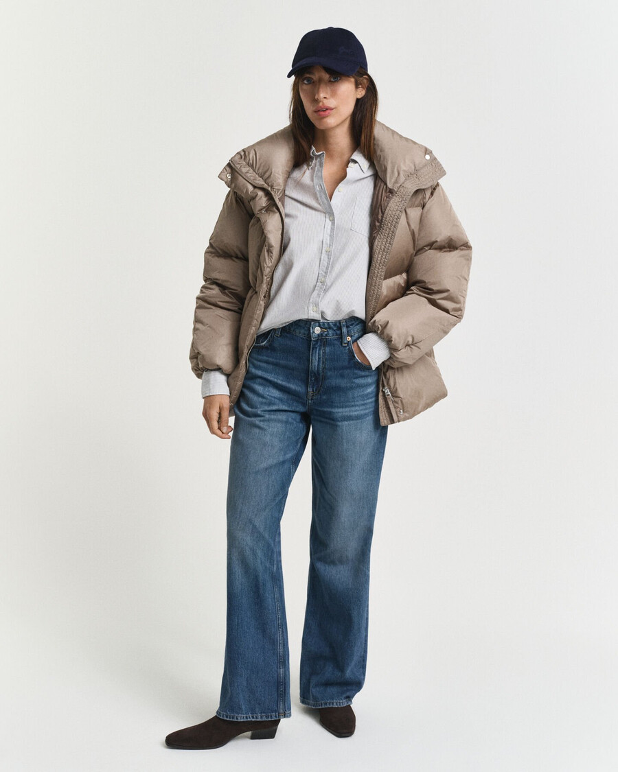 relaxed fit down jacket - taupe beige