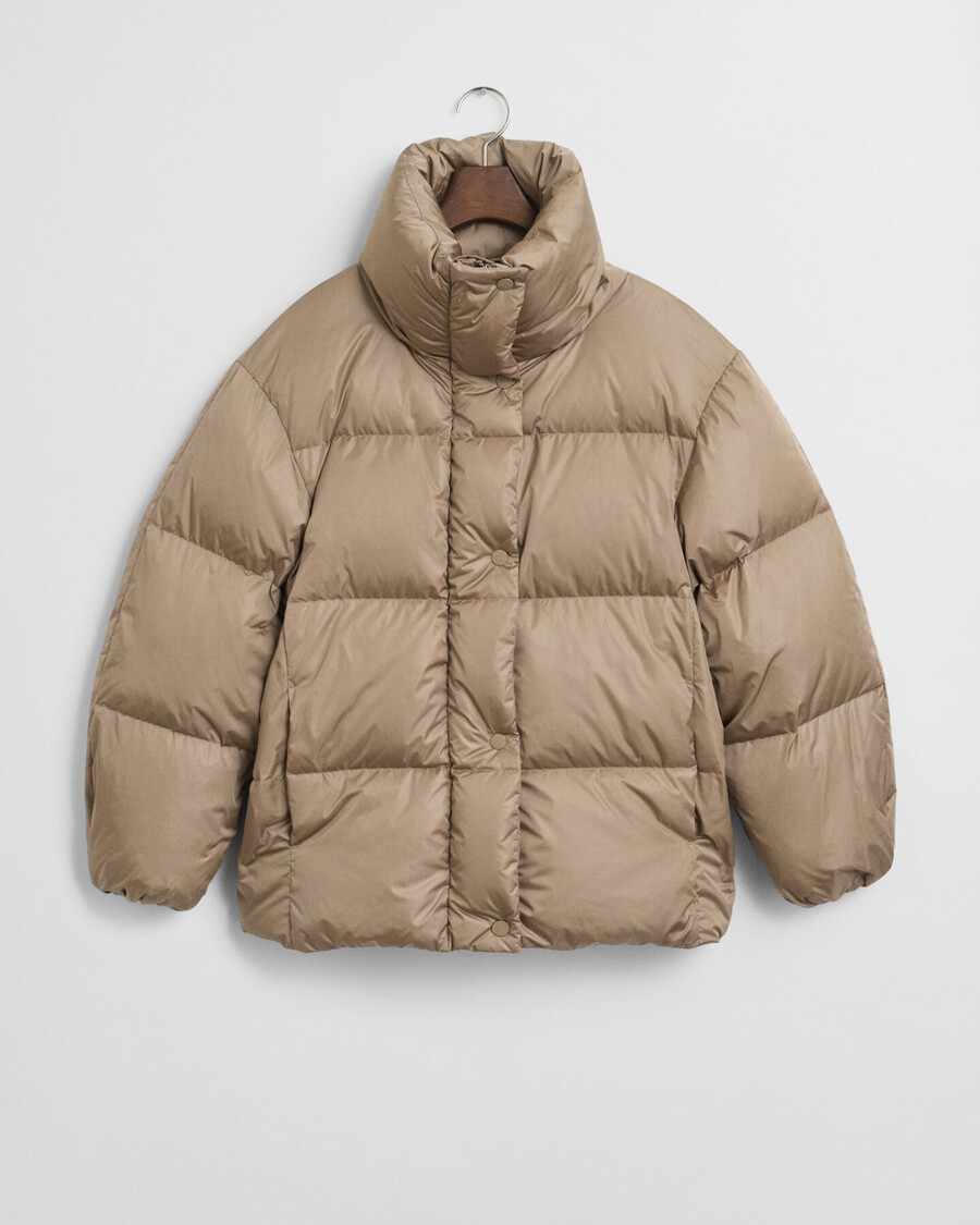relaxed fit down jacket - taupe beige