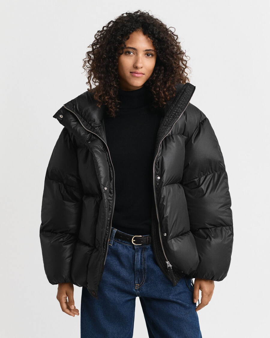 relaxed fit down jacket - black