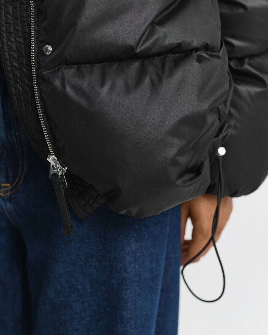 relaxed fit down jacket - black