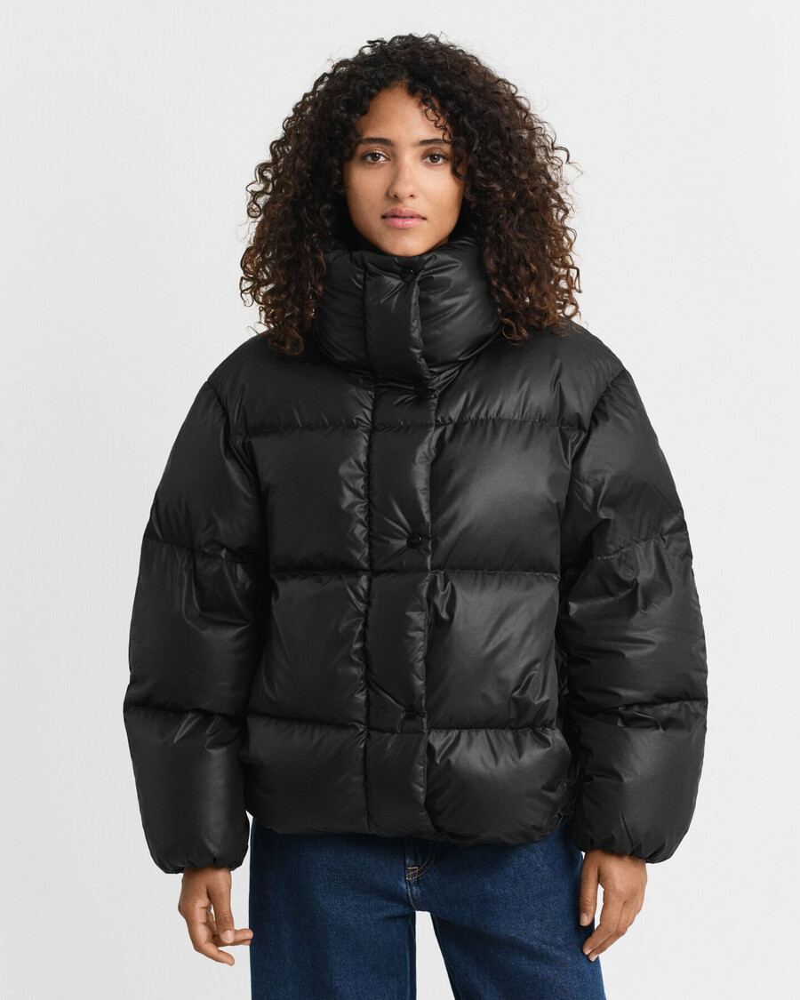 relaxed fit down jacket - black