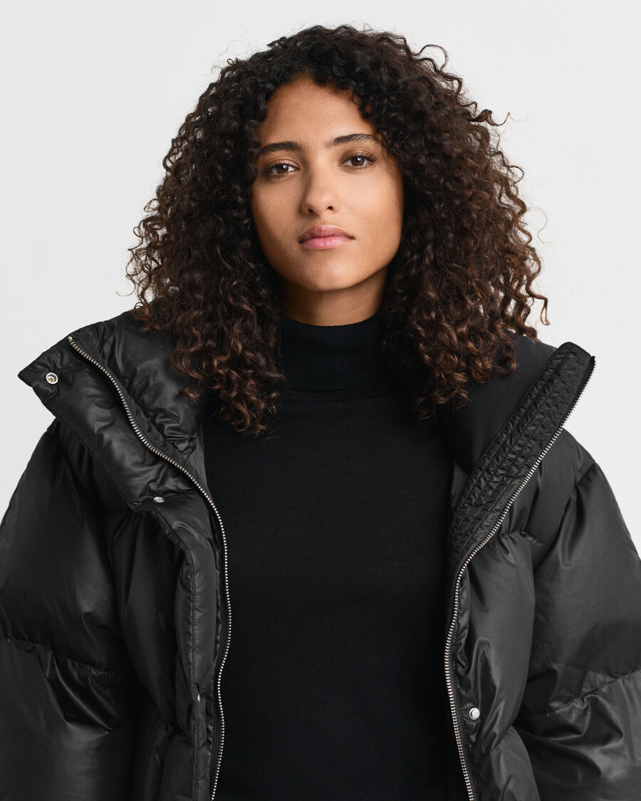 relaxed fit down jacket - black