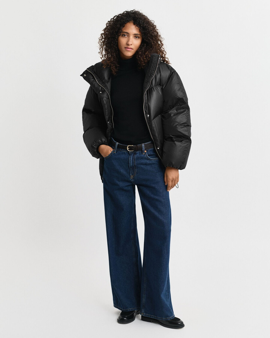 relaxed fit down jacket - black