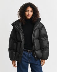 relaxed fit down jacket - black
