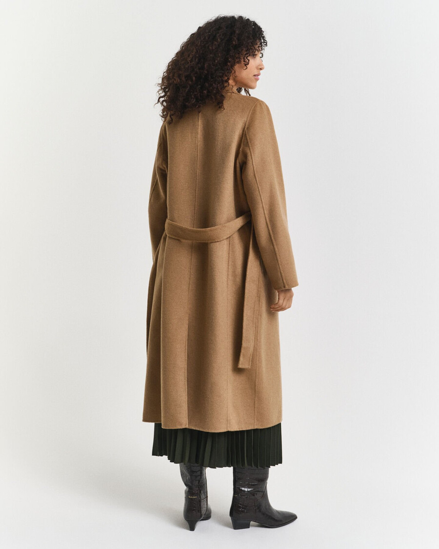 handstitched belted coat - warm khaki