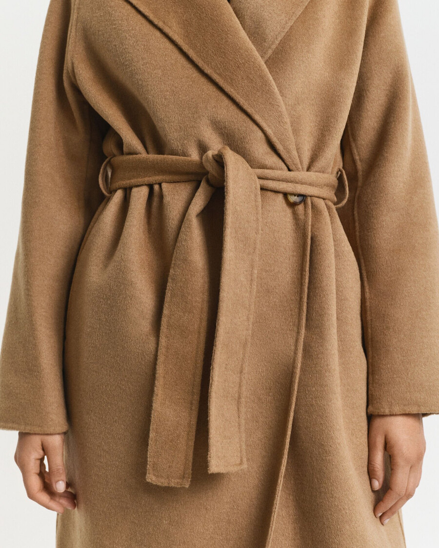handstitched belted coat - warm khaki