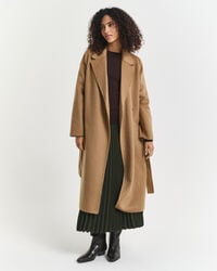handstitched belted coat - warm khaki