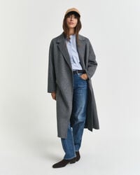 handstitched belted coat - charcoal melange