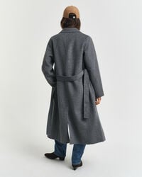 handstitched belted coat - charcoal melange