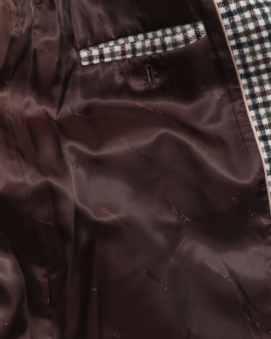 checked wool blend car coat - putty