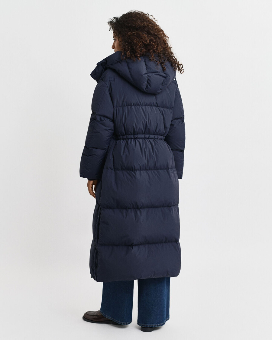 full length down coat - evening blue